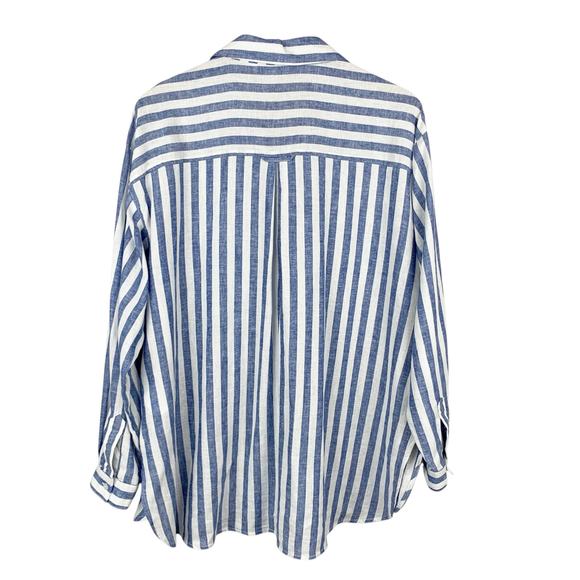 Old Navy Blue and White Striped Button-Down Shirt - Picture 6 of 9